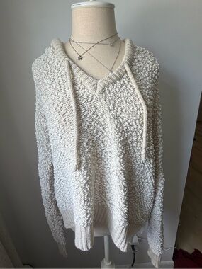 POL - Cozy Cream Popcorn Knit Hoodie - Medium